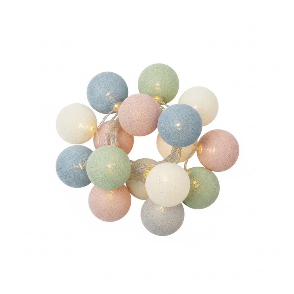 Guirlande Boules Coton LED